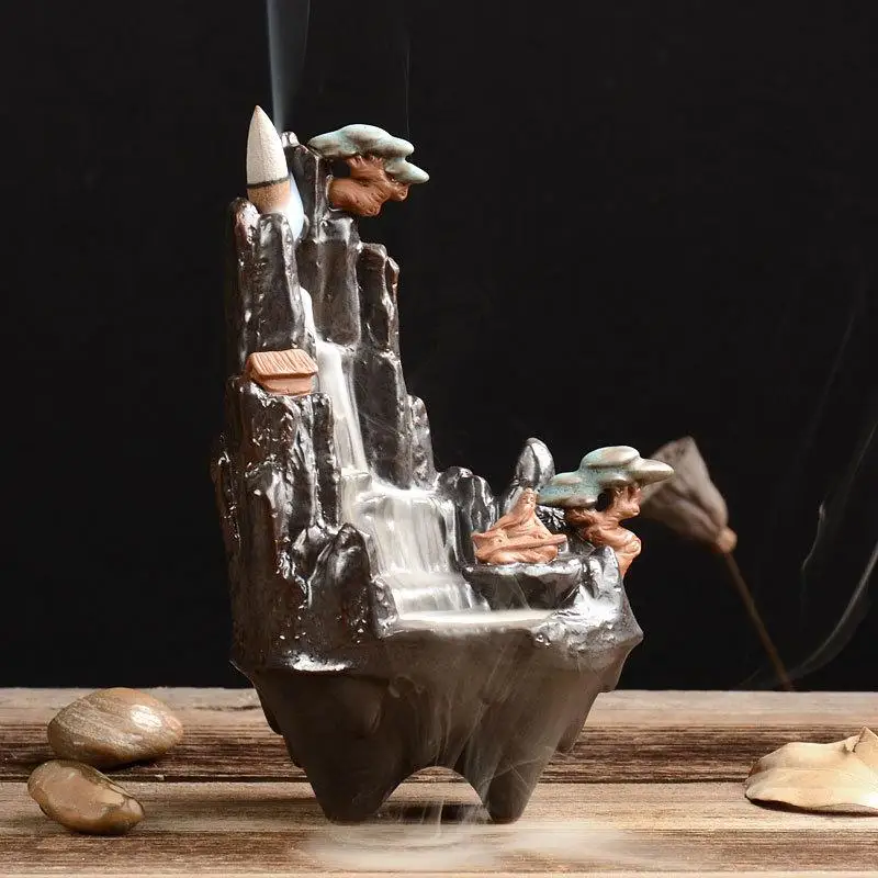 

Smoke Waterfall High Moutain Backflow Incense Burner Lofty Mountains And Flowing Water Incense Holder Ceramic Handmade Crafts
