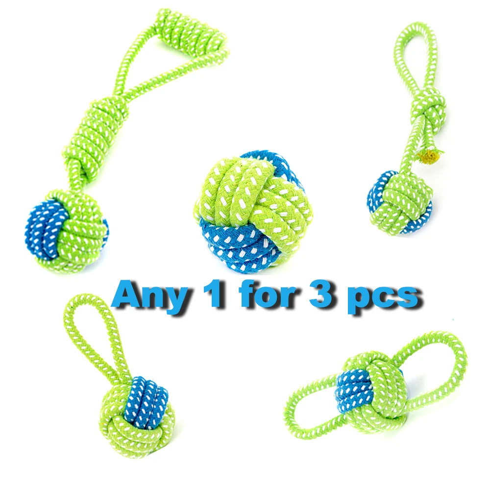 

3 Pcs Dog Chew Cotton Rope Toy for Dogs Interactive Ball Shape Toys for Large Small Pets Dog Teeth Clean Outdoor Pug TY0107