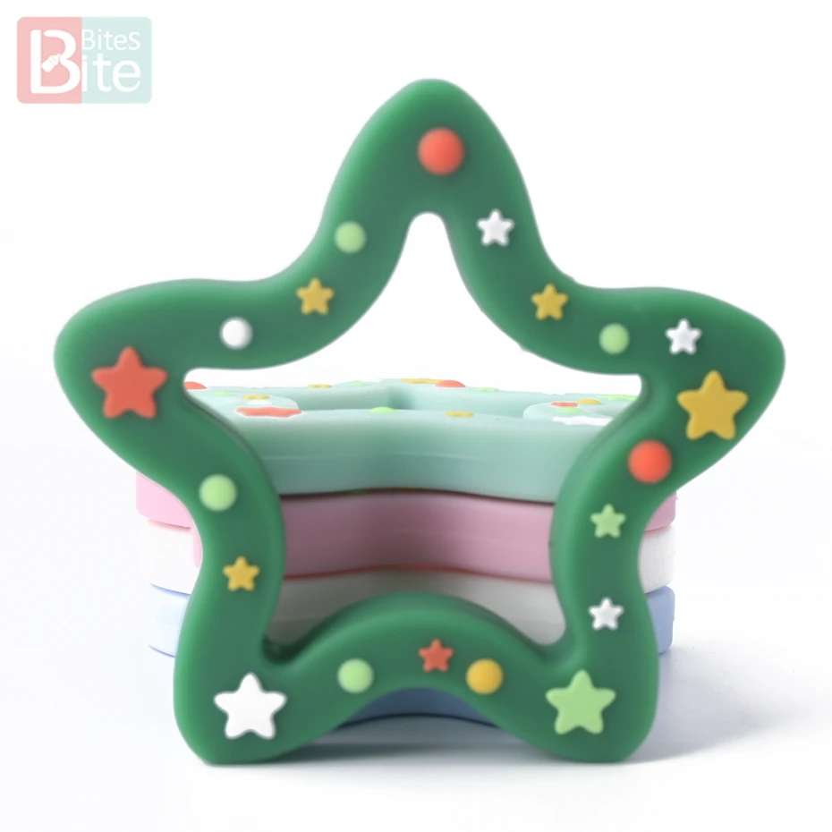 

Bite Bites Baby Silicone Star Teether Bpa Free Chew Pendant Diy Teething Necklace Jewelry Making Soother Chain Gift Baby Teether