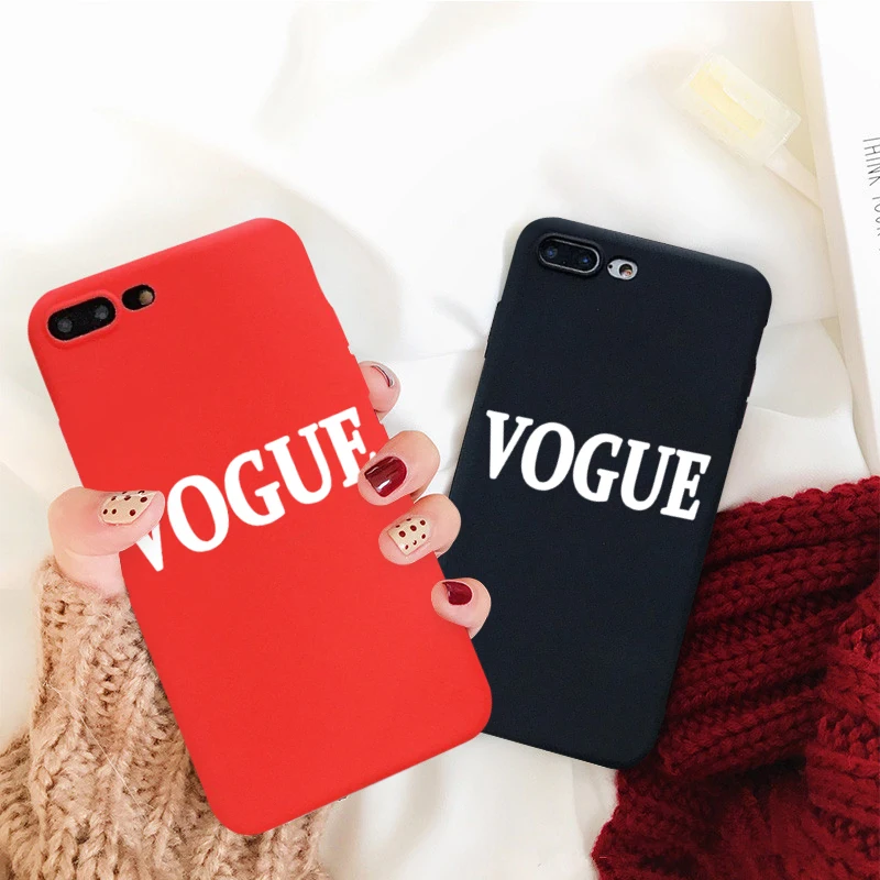 

GYKZ Fashion Letter Vogue Phone Case For iPhone 6 6s XS MAX X XR 7 8 Plus Black Red Silicone Soft Back Cover For iPhone X Coque