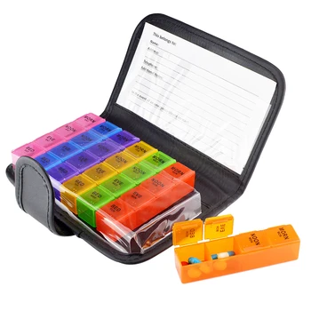 

1PC Pill Box with Storage Bag Portable Weekly Partitioned Colorful Pill Box Organizer Set