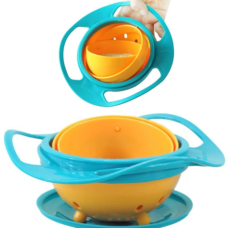 

Promotion Baby Feeding Toy Bowl Dishes Kids Boy Girl Spill Proof Universal Rotate Technology Funny Gift Baby Accesories 88 HG99