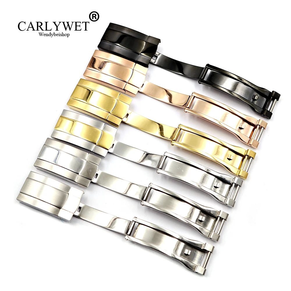 CARLYWET 16x9 мм 316L нержавеющая сталь Замена Пряжка Застежка для GMT Submariner браслет резиновый кожаный ремешок петли