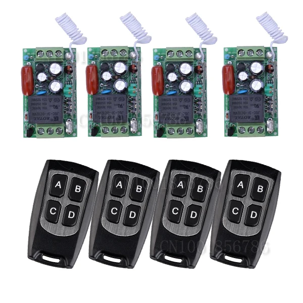 

AC220V 1CH Remote Control Switches Lighting LED Lamp ON OFF 4Receiver 4Transmitter 315/433 Learn Code Mini Size Free Shipping