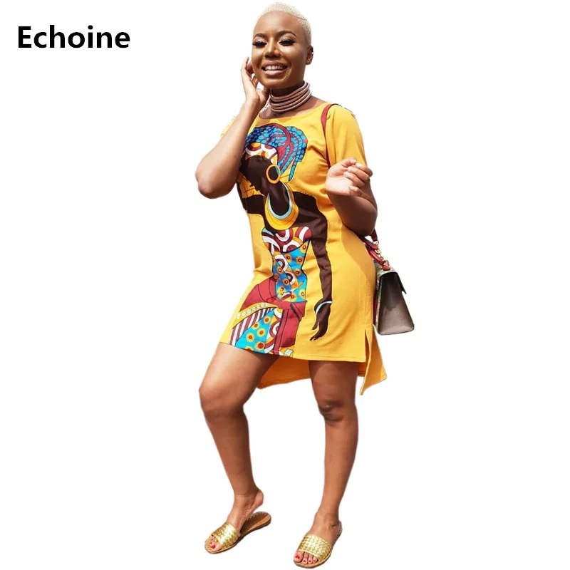 

New Summer Casual Women Tee Dress Cute Cartoon Print Mini Dress Clubwear Outfit Streetwear Irregular T-shirt Dresses Punk Rock