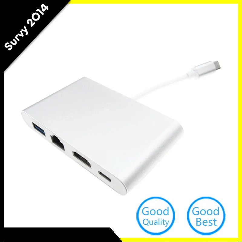 

USB C to HDMI 4K Gigabit Ethernet RJ45 USB3.0 USB3.1 TypeC Adapter for Macbook
