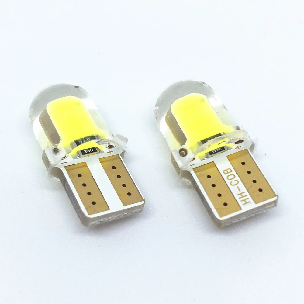

2 X Auto T10 LED W5W LED Super Bright Turn Side Lamp Bulbs White 194 168 LED Lamp 501 COB silicone shell Car LED Lights 12V