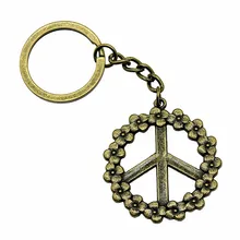1 шт. брелок очень ключ цветок знак мира принадлежности Прямая поставка торговля 38 мм Кулон Античная бронза