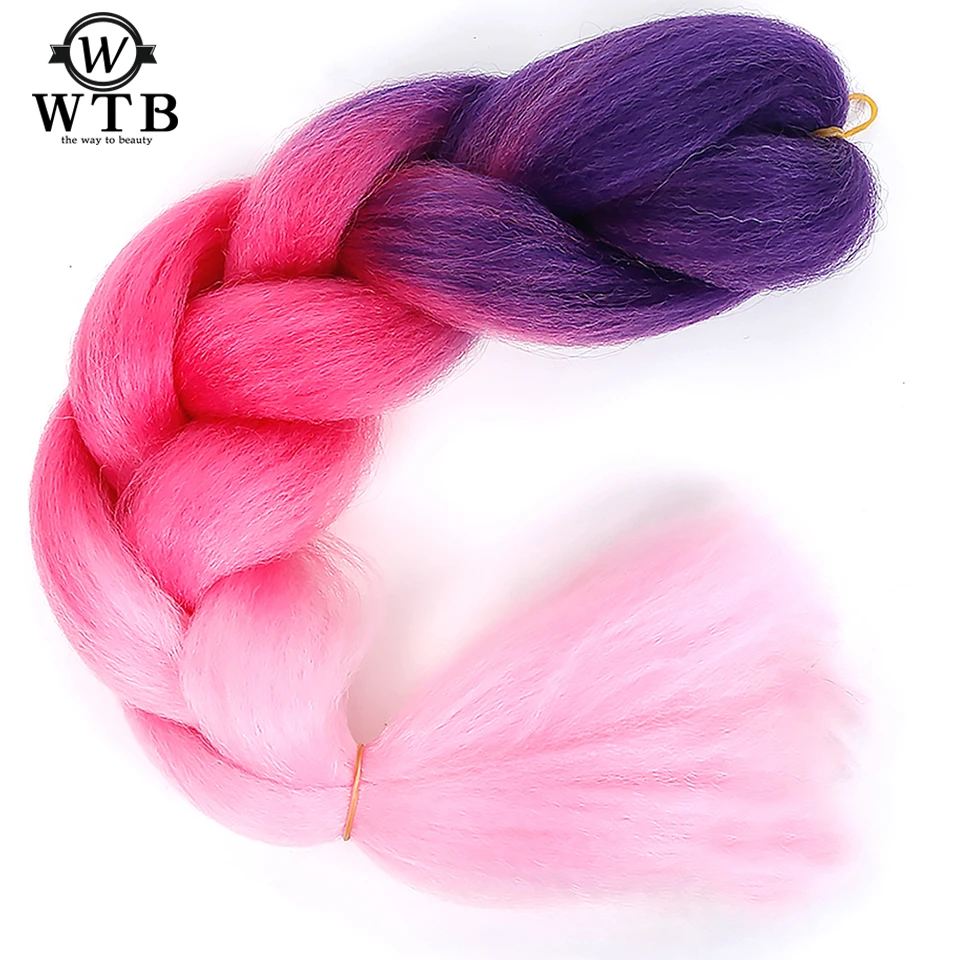 WTB 80 цветов синтетический Омбре красочное крупное плетение волос 100 г/упак. 24 дюйма цветные вязанные волосы