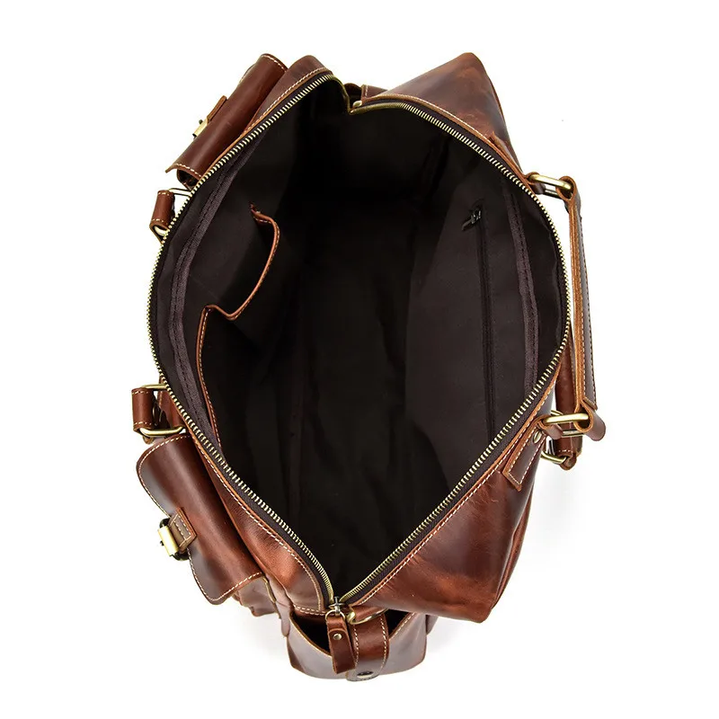 PNDME retro high quality genuine leather men's briefcase large capacity laptop bag cowhide multi pocket travel messenger bags
