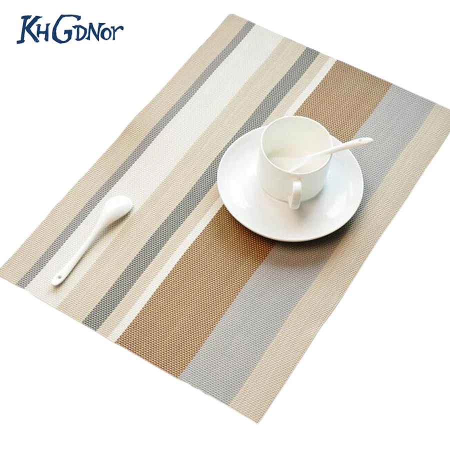 Buy 4pcs/lot PVC Stripe Placemats Heat Resistant