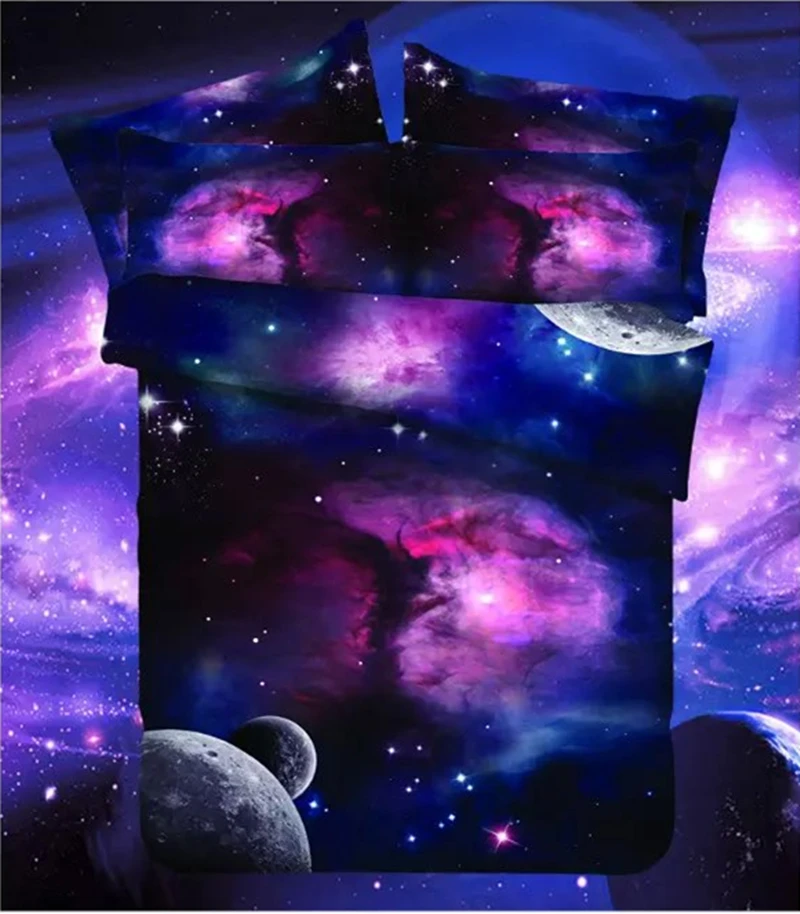 Комплект постельного белья с 3d изображением Вселенной и космоса|duvet cover|linen duvet