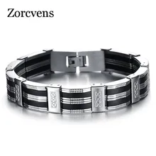 ZORCVENS модные крутые мужские ювелирные изделия из нержавеющей стали черный силиконовый браслет браслеты мужские