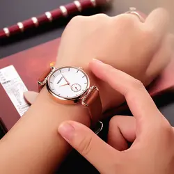 Для женщин простой Стиль кожаный ремешок кварцевые часы возрождение Повседневное Мода Матч Водонепроницаемый Для женщин наручные