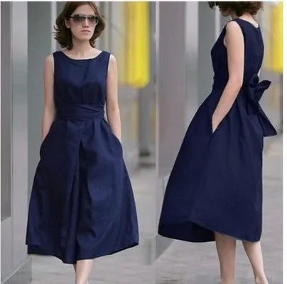 

Free shipping 2019 summer fashion hemp full dress linen plus size clothing fluid one-piece dress G225