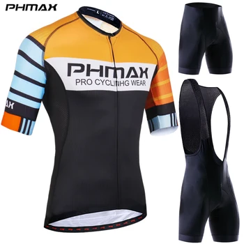 

PHMAX Pro Cycling Suit Summer MTB Cycling Set bicycle Clothes Breathable Anti-UV Wear Short Sleeve Cycling Jersey Set For Mans