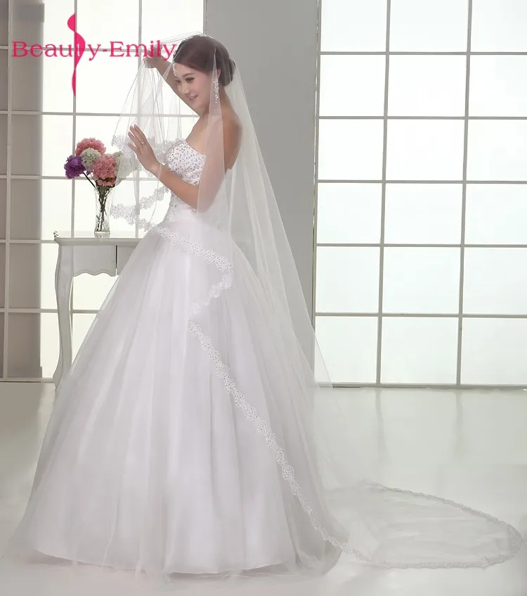 

Wedding Accessories velos de novia Bridal Veil 1.5/3m Short Lace Wedding Veil 2019 nveu de noiva curto Beading Sequined Veil