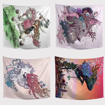 

Promotion Animal Tapestry Bunny Butterfly Green Grass Cover Room Bedroom Living Room Dorm Decor Blanket Gifts Picnic Mats Napkin