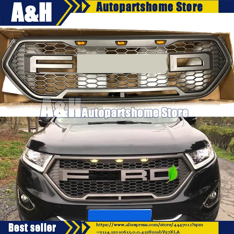 Для 2015 2016 2017 Ford Edge Raptor стиль сетка передний бампер решетка верхний гриль|Гоночные