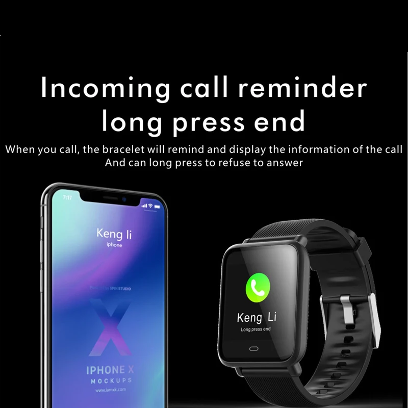 Q9 Smart Watch Blood Pressure Heart Rate Monitor IP67 Waterproof Sport Fitness Trakcer Watch Men Women Smartwatch 2 Strap