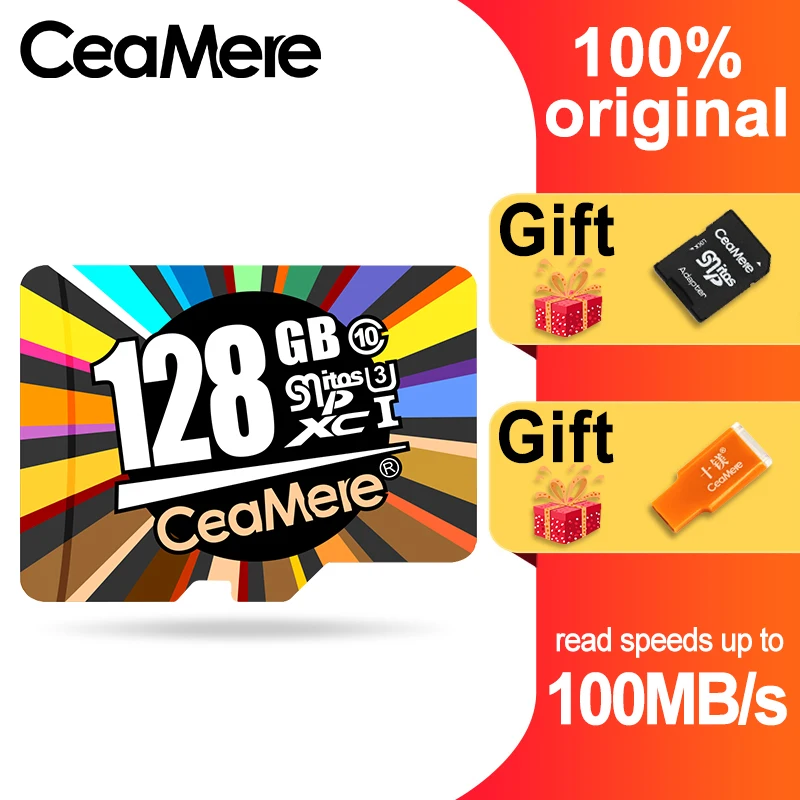 CeaMere микро SD карты Class10 UHS-1 8 Гб Class6 16 Гб/32 ГБ флэш-памяти, U1 64 Гб/128 ГБ/256 ГБ U3 флэш-карта памяти Microsd для смартфона