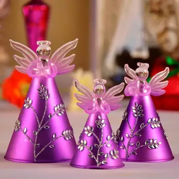 

Free Shipping 3pcs/set Purple Glass Angel Home Decoration Wedding Favor Gift Glass Angel Handmade Glass Craft