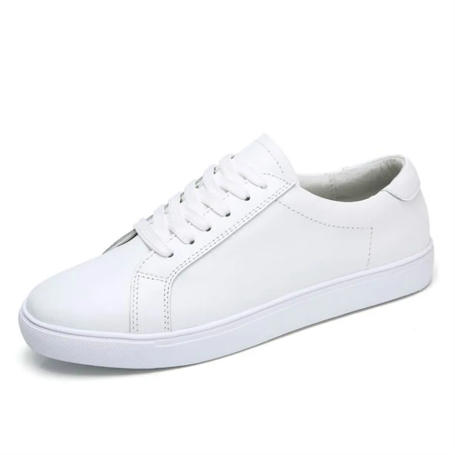 

WDHKUN Genuine Leather Sneakers Women White Shoes 2018 Spring Platform Shoes Zapatos Mujer Lace-Up Tenis Feminino Casual Flats 7