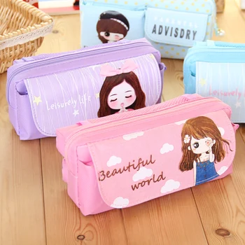 

Kawaii Cartoon Girls Folding Multifunction School Supplies Pencil Case Cute Stationery Pen Bag Pouch Box Pencilcase For Girls