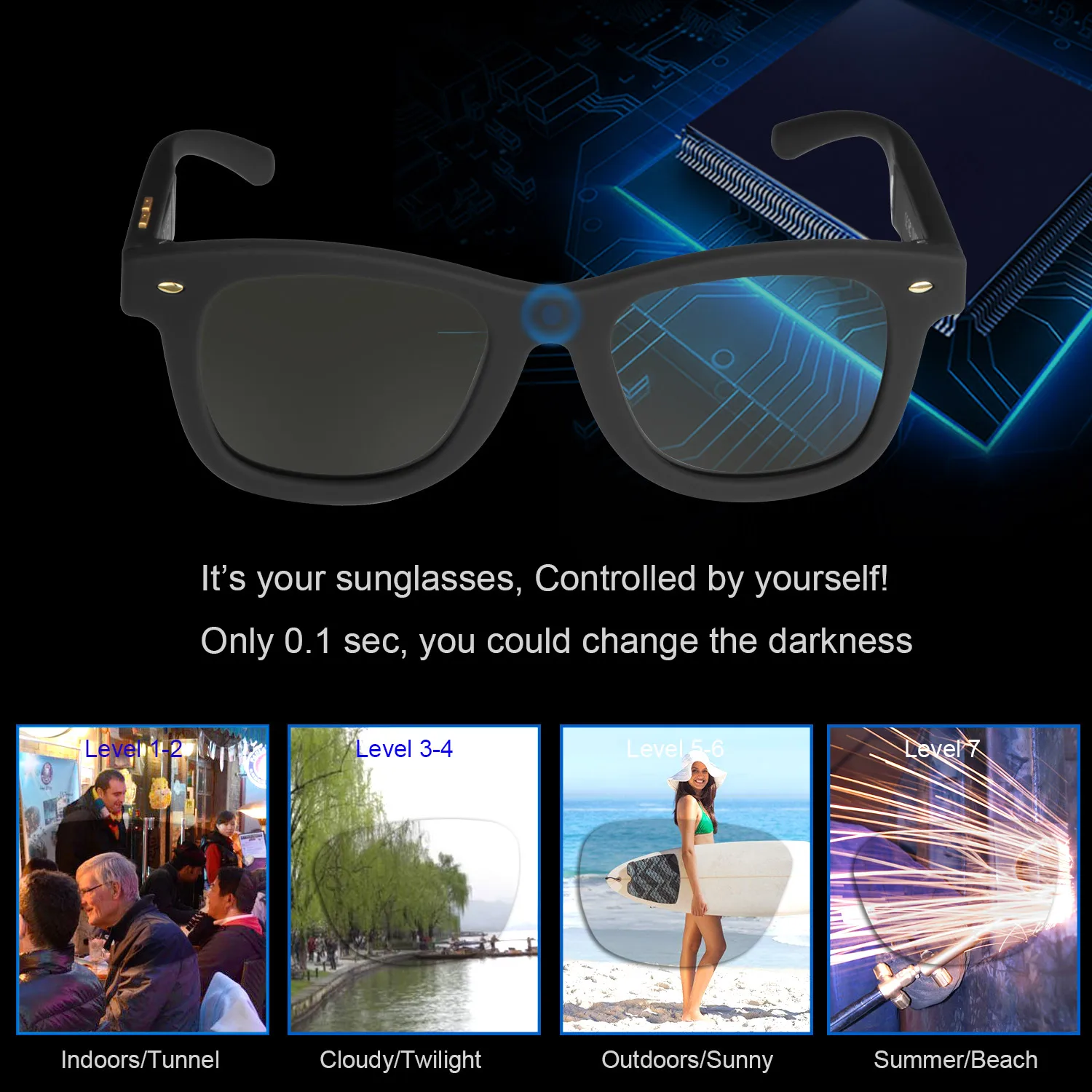 Солнцезащитные очки с переменным электронным управлением оттенком позволяют вашим солнцезащитным очкам адаптироваться под светильник окружения солнцезащитные очки мужские поляризованные