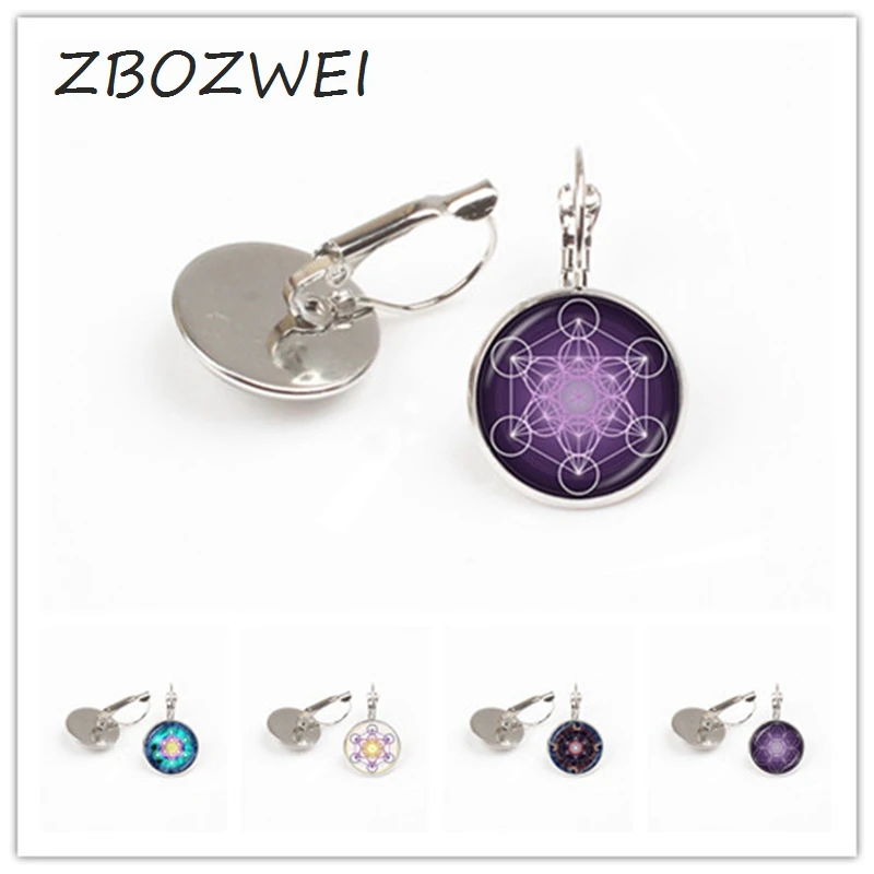 

ZBOZWEI 2018 Metatron Cube earring Sacred Geometry Flower of Life Jewelry Chakra Spiritual earring Women Magic Hexagram Choker