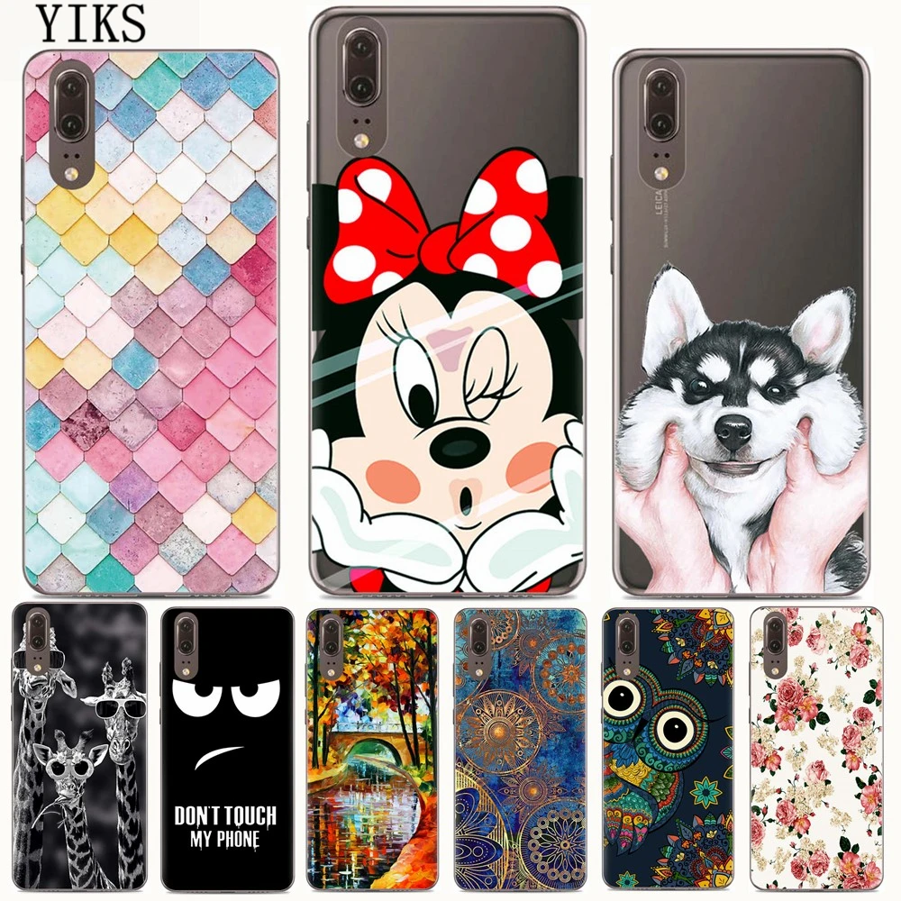 

For Coque Huawei P20 case 5.8inch Huawei P20 cover silicone flower animal painted back cover for fundas Huawei P20 soft TPU