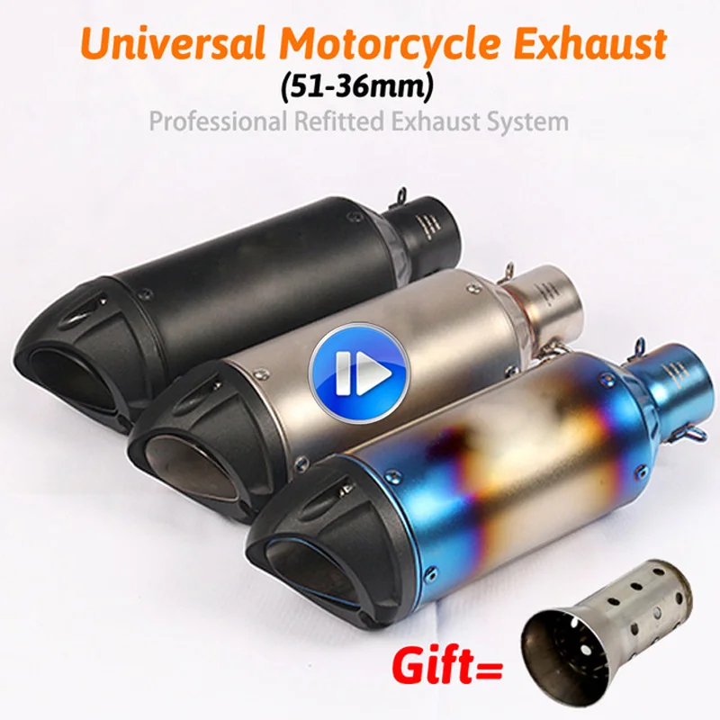 

Inlet 51mm Motorcycle Exhaust Pipe Muffler with DB killer FOR SC Laser Sticker Fiber Exhaust Pipe With Accessories