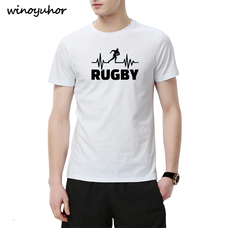 نبضات من Rugbying تي شيرت الرجال الصيف أزياء قصيرة كم T قميص القطن مضحك المطبوعة قمم الرياضية رجل المحملة