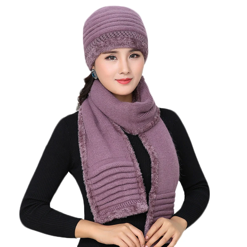 Женская зимняя шапка и шарф из кроличьего меха|hat scarf set|scarf sethat |