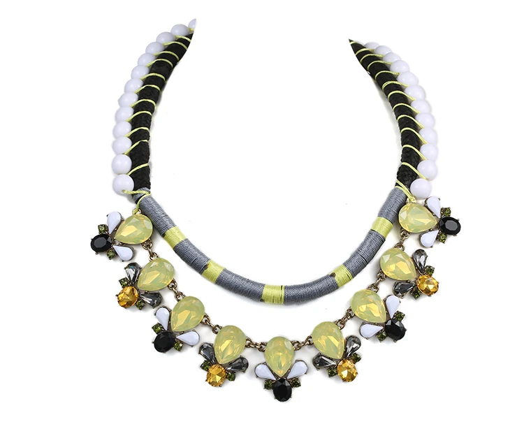 // Зеленый ручной ожерелье кристалл колье // этническая дизайн женщины нагрудник ожерелье коренастый колье женские ожерелья eManco NL13542