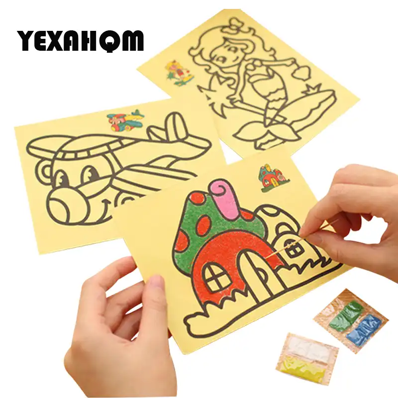 Yexahqm 5 ピース セットカラーサンド絵画デッサンおもちゃ Diy アートクリエイティブドローイングおもちゃサンドペーパー教育のおもちゃ Drawing Toys Aliexpress