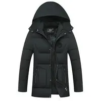 Длинные Толстая теплая зимняя куртка Для мужчин парка с капюшоном Бизнес Повседневное одноцветное зимнее пальто Мужской Шинель