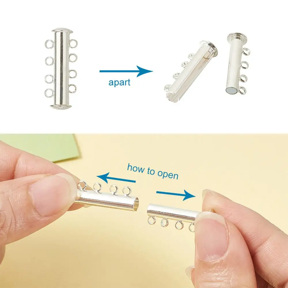 15 шт. 2/3/4/5/6-нитка бегунок магнитный замок застежки латунную трубку разъемы наслоения застежка для ювелирных изделий Изготовление браслета ожерелья