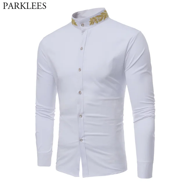 court coton col mandarin pêche chemise vêtements ethniques hommes Atassi