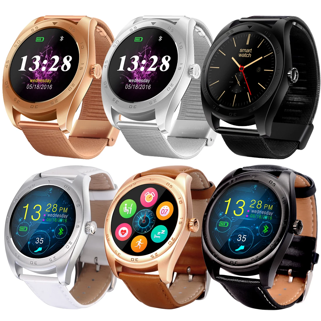 

K89 Smart Watch 1.2 Inch IPS Round Screen Support Sport Heart Rate Monitor Bluetooth SmartWatch For IOS Android