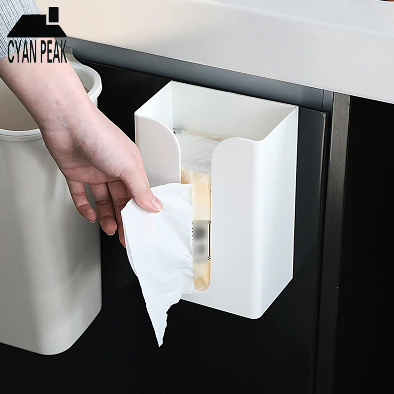 

Wall-mounted Paste Bathroom Tissue Box Kitchen Paper Storage Box Punch-free Toilet Napkins Holder Household Organizer Case