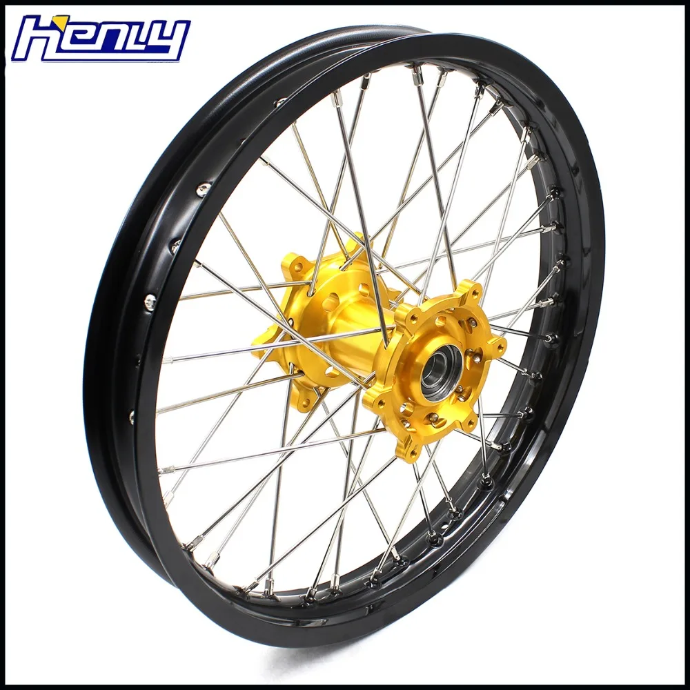 21/18 RM125 2001-2007 RM250 2001-2008 ENDURO спицевые колеса обода набор для SUZUKI Золотая ступица