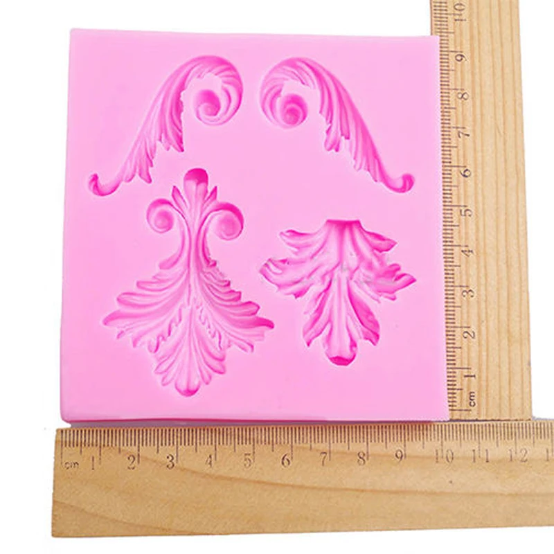 DIY Color Random Vintage Flourish Scrolls Silicone Fondant Mould Cake Decor Leaf Sugar Bake