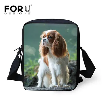 

FORUDESIGNS Kids Girls Cross-body Bags 3D Animal King Charles Spaniel Print Small Messenger Bag for Women Leisure Handbag Bolsa