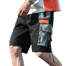 Новинка, мужские шорты-карго в стиле хип-хоп с карманами, Харадзюку, шорты для бега, уличная тактика, Короткие Мешковатые повседневные шорты с черной лентой, Kurze Hosen Herren