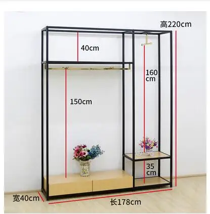 Витрина для магазина модной одежды женский магазин одежды подвесные полки для одежды от пола до потолка настенный комбинированный дисплей - Цвет: 178cm