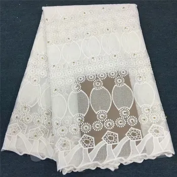 

Nigerian White Milk Silk Laces Fabric 2018 African Cord Lace Fabric High Quality Guipure Cord Lace Fabric For Wedding Dress