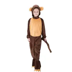 Детский день зима костюм животного из мультфильма малыш милый обезьяна комбинезон для мальчиков и девочек пижамы теплые толстые косплэй