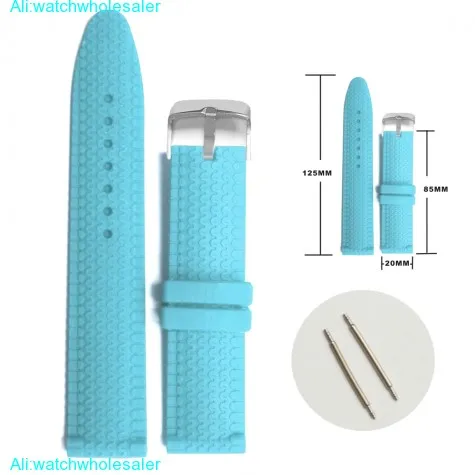 20mm Day Sky Blue Silicone Jelly Rubber Unisex Watch Band Straps WB1070L20JB