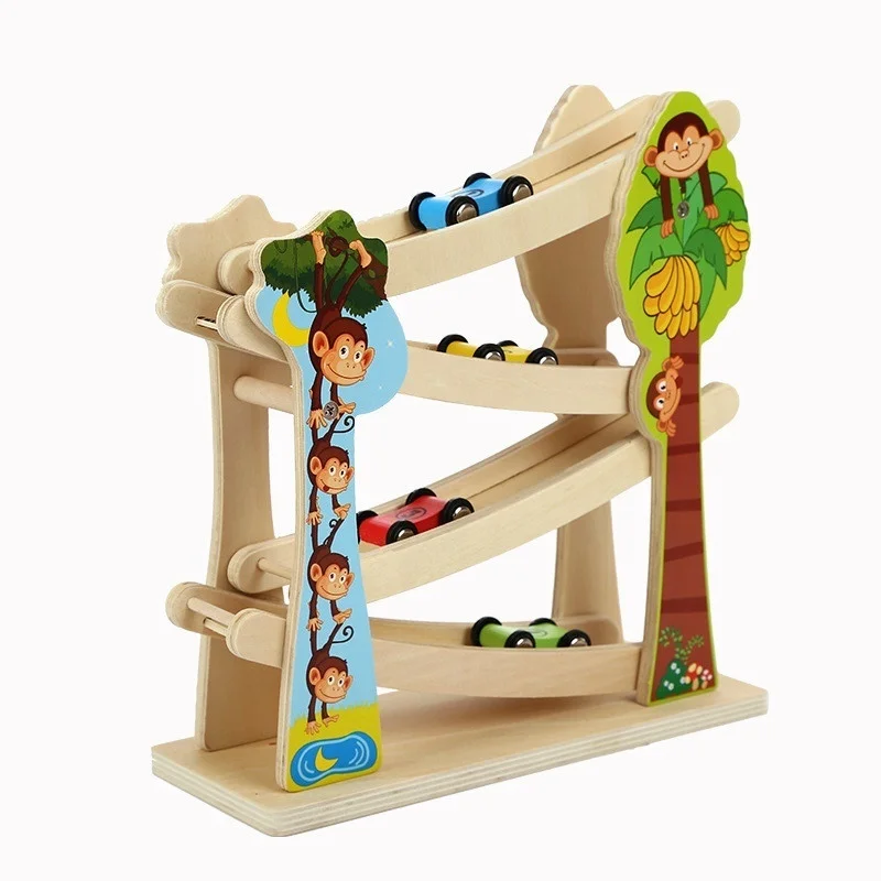 

Montessori Wooden Railway Blocks 4PCS Mini Car Toys For Childen Boys Early Educational Speelgoed brinquedos Oyuncak brinquedo 51